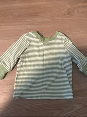 Hanna Andersson Light Green & White Striped Long Sleeve Tee